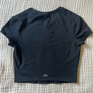 ALO Yoga Black Short Sleeve Crop Tee